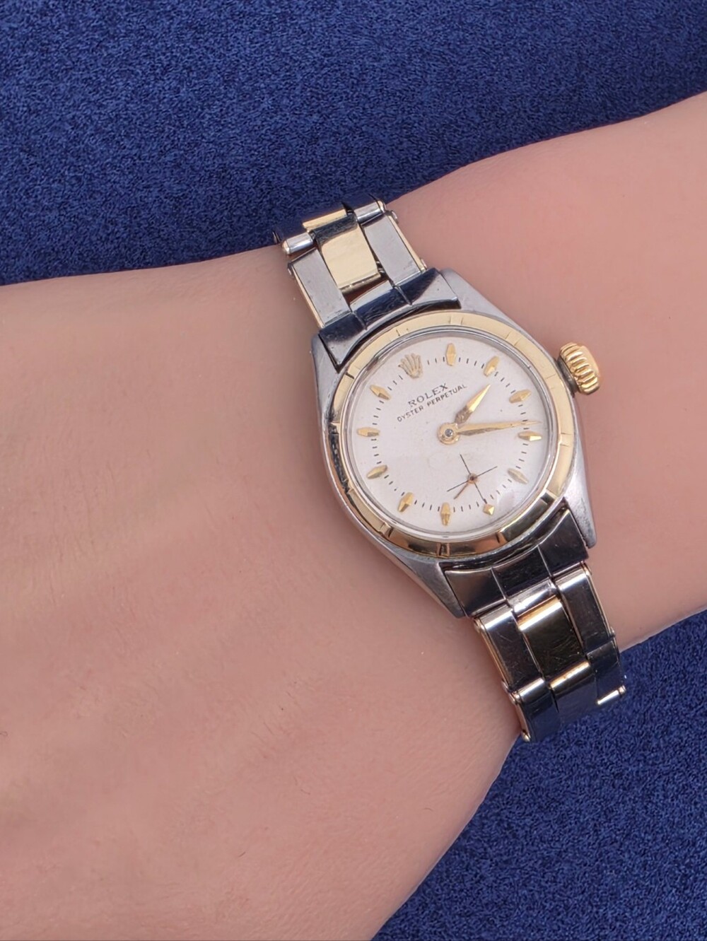 Vintage 1954 Rolex Oyster Perpetual Ladies Watch 6505 Stainless & 18k Gold + COA